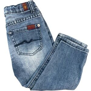 7 For All Mankind Light Wash Denim Youth Boys’ Size 3T Slim Fit Adjustable Waist